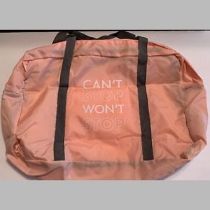 Peach & Gray Duffel Bag Izzy & Liv  “Can’t Stop Won’t Stop” LARGE Statement Bag